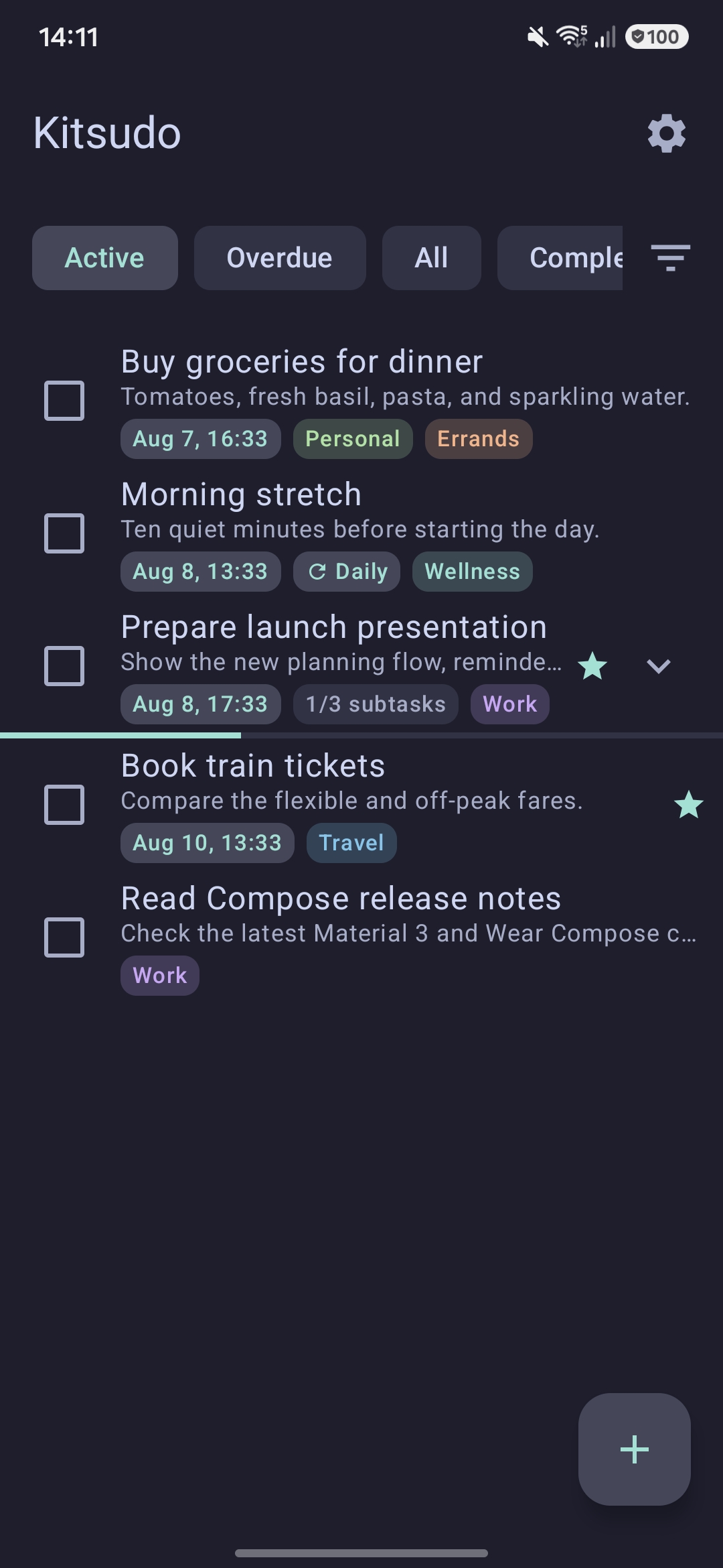 Kitsudo Today screen